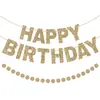Papel Dorado Brillante con Purpurina Banner Feliz Cumpleaños Decoración de Fiesta Banner Guirnalda de Letras Accesorios de Decoración de Lugar