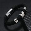 E-commerce Transfronteiriço Novo Produto Pulseira Punk Tecida à Mão para Homens, Simples para o Dia a Dia Liga de Metal Couro Retrô Pulseira de Couro de Vaca