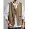 Mono Chaleco Chaqueta Verano Marca de Moda Chaleco sin Mangas ins Multi-Bolsillo Chaleco Delgado Chaqueta Táctica
