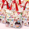 Bolsa de Lona para Lembrancinha de Aniversário Infantil Bolsa de Lona de Monstro Bola de Pelo Elfo Desenho Animado Bolsa de Mão com Padrão Engraçado de Desenho Animado