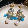 Brincos de Botão Flor Dopamina de Agulha Prateada Estilo Fresco Doce de Férias Brincos Joia para Orelha Elegante Luxo Leve Toque de Alto Padrão para Mulheres