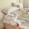 Edredom de Verão de Gaze de Camada Dupla com Fibra de Soja, Conjunto de Quatro Peças, Lavável à Máquina, Edredom Individual para Dormitório com Ar Condicionado