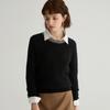 [100% Lã] Moda Casual para Início do Outono Suéter de Gola Redonda com Tranças e Contas Top de Malha Cardigan Feminino para Mulheres