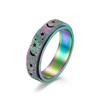 Amazon Anillo Giratorio de Acero Inoxidable con Estrella Hueca Escarchada y Luna Relieve Estrés Anillo para Mujer de Acero de Titanio Pulsera