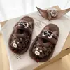 Estilo Bosque 3D pequeño accesorio turbante algodón pantuflas mujer estampado leopardo pana felpa otoño e invierno hogar lindo cálido pantuflas algodón