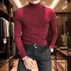 Camiseta Masculina de Veludo Alemão Dupla Face Outono e Inverno Gola Alta Meia Manga Camiseta Básica Top de Manga Comprida Estilo Coreano Slim Tendência Roupa de Baixo Ins