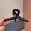 Pinza para el Cabello de Tela con Botón y Lazo Simple para Otoño e Invierno, Accesorio para el Cabello para Mujeres con Cabello Grueso