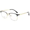 Armazón de Gafas Clásico Retro Negro y Dorado Línea de Ceja 32816Y Ultraligero Titanio Puro Medio Armazón para Gafas de Prescripción para Hombre