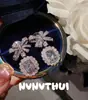 Joalheria: Brincos de Lustre com Renda de Castelo de Cristal e Laço, Design de Luxo para Mulheres Ricas, Brincos de Flor Begônia com Diamantes Brilhantes
