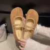 Zapatos Mary Jane retro de imitación con punta dividida para mujer, nuevo modelo 2026, zapatos planos de tira cruzada poco profundos, cómodos y versátiles zapatos de abuela