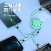 Cable de Datos de Regalo al por Mayor de Fábrica Uno a Tres Macarrón Logo Personalizado Silicona Retráctil Carga Rápida Cable Tres en Uno
