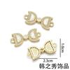 Conector D Duplo Banhado a Ouro que Preserva a Cor, Totalmente Cravejado com Diamantes, Opala Iridescente, Acessório para Joias DIY, Peça Conectora de Anel Duplo com Letra