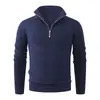 Suéter Pulóver de Medio Cierre para Hombre Primavera/Otoño 2026 Estilo Coreano Juvenil Moderno Casual Versátil Cuello Alto Tejido Capa Base