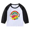 2023 Nuevo Transfronterizo Primavera y Otoño Camiseta Infantil Cuello Redondo Dibujos Animados Manga Larga Top Camiseta Base Niños y Niñas Bebé Algodón Camiseta