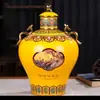 Botella Vacía 5 jin Corte Amarillo Escena del Banquete Imperial Cerámica Jingdezhen Botella de Vino Sellada Decoración Adorno Colección de Artesanía Olla de Vino
