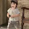 Conjunto Curto Colorido para Meninos, Conjunto de Duas Peças para Bebê Menino de 1 Ano, Camiseta Estampada, Shorts Versátil, Conjunto de Verão para Meninos