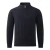 Suéter para hombre de estilo americano con media cremallera y cuello alto, tejido de punto casual versátil de ajuste holgado para otoño e invierno, transfronterizo
