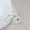 Anillo de plata Nafoge al por mayor incrustado con pétalos de cristal blanco natural anillo de plata de ley 925 moda apertura anillo de plata para mujer