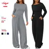 Colección de Invierno 2026 Amazon Otoño Color Sólido Espesado Polar Casual Europeo y Americano Manga Larga Pantalón Largo Conjunto de Dos Piezas Transfronterizo