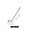 Aço Inoxidável 304 Cabo de Madeira de Faia Colher de Sopa Espátula Utensílios de Cozinha Culinária Japonesa Espátula Pequena para Fritar Colher para Ramen Concha para Fondue Peneira de Óleo