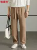 Calça casual masculina Hengyuanxiang, nova coleção outono 2026, design leve e luxuoso, calça esportiva de malha masculina, moda masculina