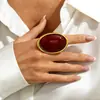 Nuevo anillo vintage de metal con incrustaciones de gemas de estilo europeo y americano transfronterizo, joyería de anillo abierto geométrica personalizada de alta gama