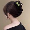 Pinza para el pelo rellena de gato negro lindo para mujer, pinza para el pelo grande rellena de otoño e invierno, pinza de tiburón, accesorio para el cabello