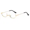 Gafas de Moda de Media Montura para Mujer, Estilo Japonés, Sin Montura, Monturas Decorativas de Metal Estilo Anime para Mujer, Transmisión en Vivo de Tiktok