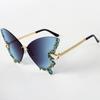 Nuevas Gafas de Sol con Forma de Mariposa Sin Montura Gafas de Sol Rojas de Internet para Mujer Gafas de Sol Transfronterizas de Alto Nivel