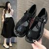 Zapatos Mary Jane de Cuero para Mujer con Suela Gruesa Estilo Francés para Verano 2025 Modelo Nuevo con Vestido de Hada Zapatos Casuales de Punta Ancha