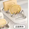 Soporte para jabón de acero inoxidable con diseño de ola para uso doméstico, jabonera, estante de almacenamiento con drenaje, caja creativa para jabón en el lavabo del baño