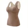 Chaleco térmico engrosado con almohadilla en el pecho para mujer De terciopelo sin costuras parche otoño e invierno forrado de forro polar parte inferior térmica superior ropa interior femenina