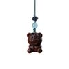 Palo de rosa Sándalo verde Tallado Dibujos animados Lindo Oso Fresa Cadena para teléfono móvil Llavero Decoración de mochila Colgante portátil Joyería