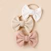 Nuevos accesorios para el cabello para niños transfronterizos, diadema de lazo grande de tela plisada para bebés europeos y americanos, banda para el cabello estrecha de nailon súper suave