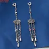 Plata esterlina cara de animal palabra feliz ágata colgante accesorios retro viejo borla larga jade DIY material hecho a mano colgante