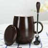 Suministro de fábrica, taza de cerámica con tapa y cuchara, taza de cerámica de gran barriga, taza al por mayor