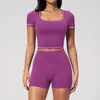 Nuevo Conjunto de Yoga Ajustado de Verano Europeo y Americano, Ropa Deportiva Fitness de Alta Gama Elástica de Cintura Alta de Secado Rápido para Mujer 2036