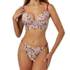 Conjunto de Lencería para Mujer French Pure Desire Sexy de Malla de Encaje Transpirable Estampado Floral Pequeño Pastoral de Encaje Retro