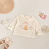 Conjunto de Roupa para Meninas 2026 Estilo Primavera Elegante Blusa com Gola de Boneca para Bebês Estilo Coreano Camisa de Manga Longa com Urso e Calça Longa
