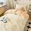 Ropa de Cama de Tres Piezas 100% Algodón para Dormitorio de Estudiantes Sábana de Algodón Puro Funda Nórdica Funda Nórdica Individual de Algodón Faldón de Cama Estilo Nuevo