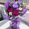 Buquê de Flores Eternas Rosa Púrpura Presente de Aniversário