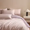 Juego de ropa de cama de cuatro piezas estilo lujo ligero de algodón de fibra larga algodón puro dos tonos color sólido estilo simple funda de edredón sábana sábana ajustable juego de algodón puro