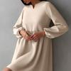 Vestido cor de vinho com decote em V e manga bufante, cintura alta, Wildberries, primavera russa, promoção imperdível, novos produtos para mulheres