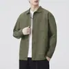 Roupas Masculinas Fengshe / Nova Camisa Masculina Retrô Japonesa para Primavera e Outono, Camisa Casual Solta de Cor Sólida Estilo Americano