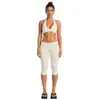 Conjunto de roupas fitness transfronteiriço para mulheres, top esportivo com gola halter, para corrida ao ar livre, ciclismo, Pilates, yoga, conjunto de calça cropped