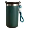 Caneca de café, garrafa térmica, garrafa de água portátil para atividades ao ar livre, estilo americano, alta qualidade, elegante, feita de aço inoxidável 304 com isolamento a vácuo, com alça de transporte, perfeita como presente