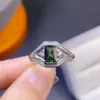 Anillo de Plata Esterlina S925 Turmalina Natural Moda Elegante Diseño Nicho Anillo Rectangular 5*7mm Venta al por Mayor
