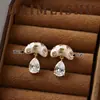 Pendientes Originales de Moda Estilo Europeo y Americano Simples Versátiles de Zirconia Blanca con Goteo de Aceite en Forma de Champiñón con un Toque de Lujo Ligero y de Alta Gama, Pendientes de Aguja de Plata para Mujer