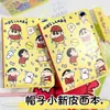 Bonito Sombrero Shin-Chan Página a Color A5 Cuaderno de Cuero Diario Bloc de Notas de Dibujos Animados Estudiante Cuaderno con Tapa de Cuero Planificador