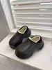 Ropa para exteriores, punta cerrada, impermeable, pantuflas de algodón, zapatos de algodón para casa para mujer, cálidos de invierno, pantuflas de algodón antideslizantes